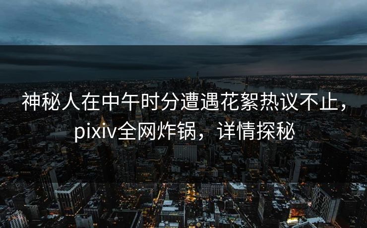 神秘人在中午时分遭遇花絮热议不止，pixiv全网炸锅，详情探秘