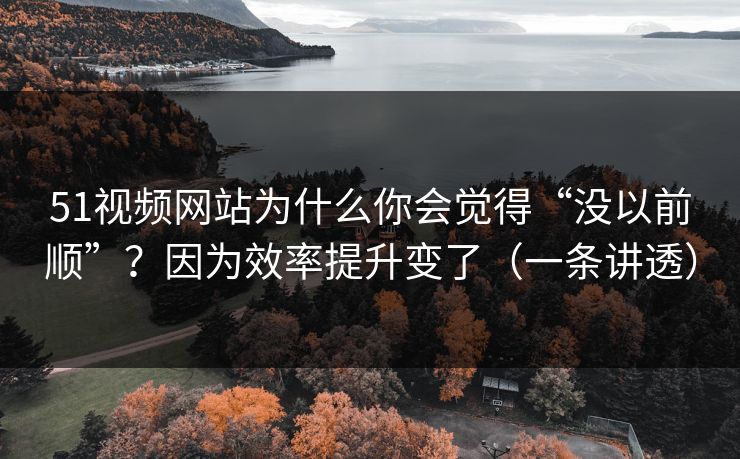 51视频网站为什么你会觉得“没以前顺”？因为效率提升变了（一条讲透）